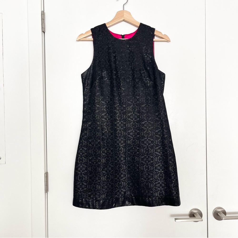 ABS Collection Little Black Shift Dress LBD Size 4 Metallic Brocade Classic
